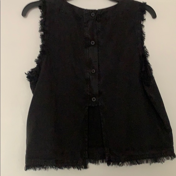 NEVER WORN black tank top with frayed edges - Picture 3 of 4